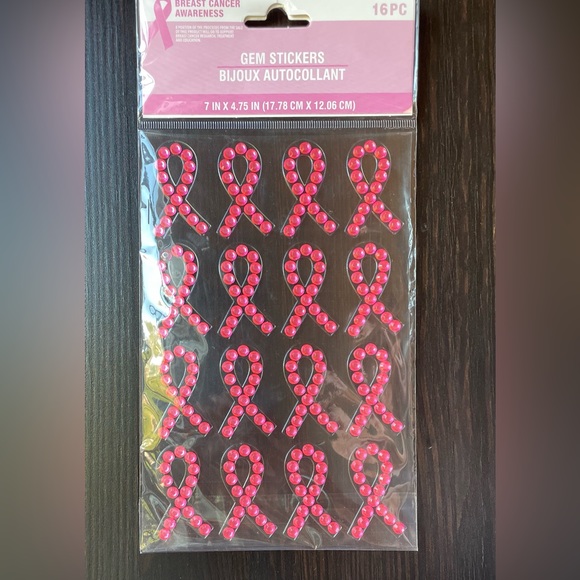 Breast Cancer Awareness Pink Ribbon Gem Stickers Embellishments Crafts 64 Ct - Picture 3 of 4